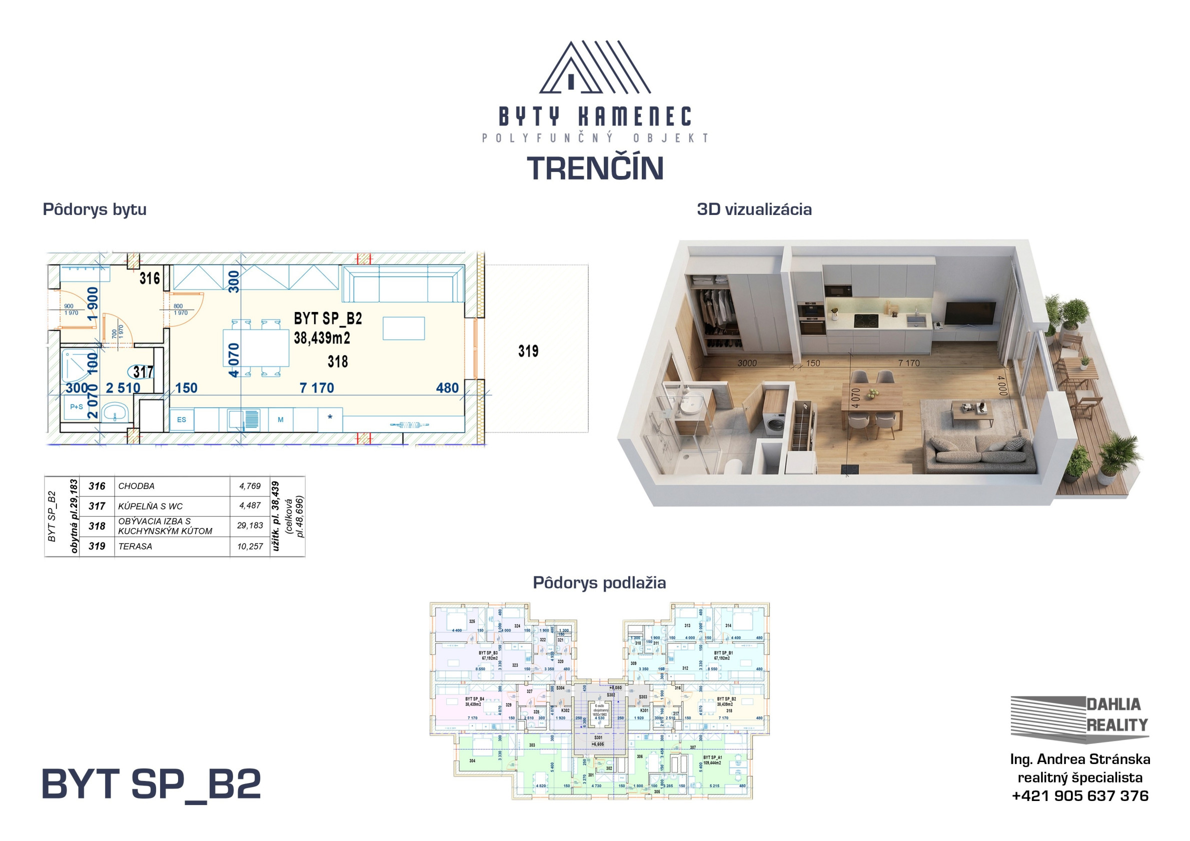 Novostavba  1 izbový BYT SP-B2 so strešnou terasou 49 m2 projekt KAMENEC Trenčín