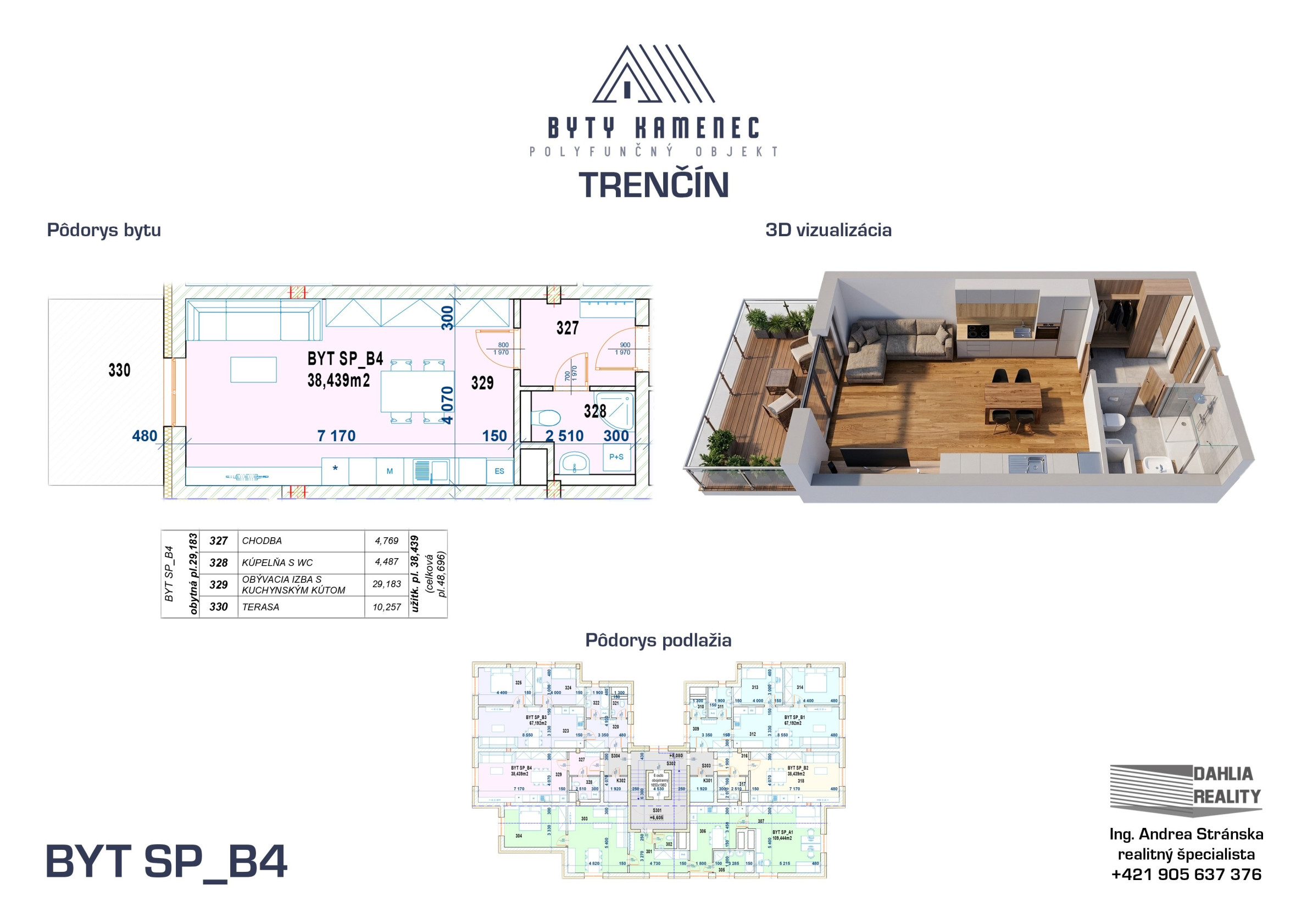 Novostavba  1 izbový BYT SP-B4 so strešnou terasou 49 m2 projekt KAMENEC Trenčín