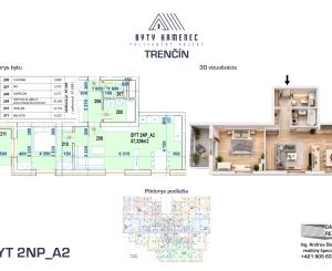 Novostavba  2 izbový BYT 2NP-A2 s balkónom 64 m2 projekt KAMENEC Trenčín