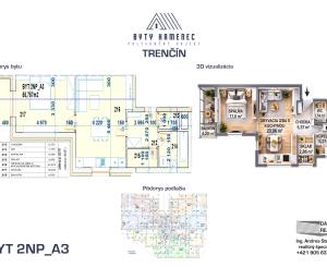 Novostavba  2 izbový BYT 2NP-A3 s balkónom 62 m2 projekt KAMENEC Trenčín