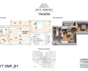 Novostavba  2 izbový BYT 3NP-B1 s balkónom 71 m2 projekt KAMENEC Trenčín