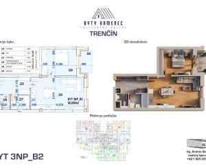 Novostavba  2 izbový BYT 3NP-B2 s balkónom 64 m2 projekt KAMENEC Trenčín