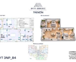 Novostavba  2 izbový BYT 3NP-B4 s balkónom 64 m2 projekt KAMENEC Trenčín