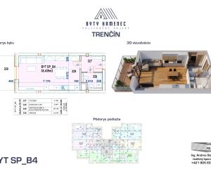 Novostavba  1 izbový BYT SP-B4 so strešnou terasou 49 m2 projekt KAMENEC Trenčín