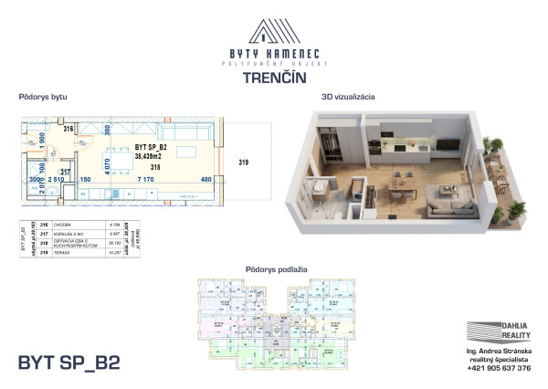 Novostavba  1 izbový BYT SP-B2 so strešnou terasou 49 m2 projekt KAMENEC Trenčín